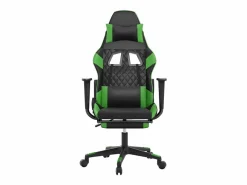 Discount Silla gaming de masaje y reposapiés cuero sintético negro Silla Gaming
