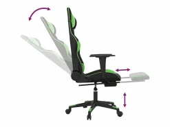 Discount Silla gaming de masaje y reposapiés cuero sintético negro Silla Gaming