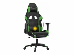 Discount Silla gaming de masaje y reposapiés cuero sintético negro Silla Gaming
