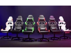 vidaxl Silla gaming de masaje y reposapiés cuero sintético negro Verde