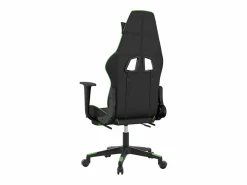 vidaxl Silla gaming de masaje y reposapiés cuero sintético negro Verde