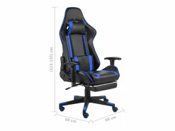 vidaxl Silla gaming giratoria con reposapiés PVC