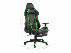 Online vidaxl Silla gaming giratoria con reposapiés PVC Verde