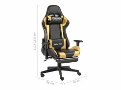 Outlet vidaxl Silla gaming giratoria con reposapiés PVC Dorado