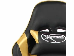 Outlet vidaxl Silla gaming giratoria con reposapiés PVC Dorado