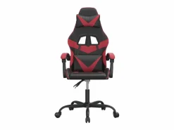 Clicnbuy Silla gaming giratoria cuero sintético negro y vino tinto