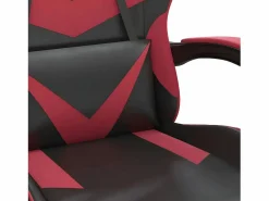 Clicnbuy Silla gaming giratoria cuero sintético negro y vino tinto