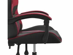 Clicnbuy Silla gaming giratoria cuero sintético negro y vino tinto