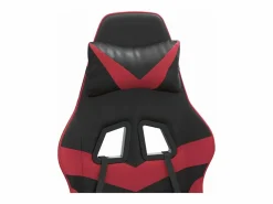 Clicnbuy Silla gaming giratoria cuero sintético negro y vino tinto