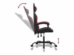 Clicnbuy Silla gaming giratoria cuero sintético negro y vino tinto