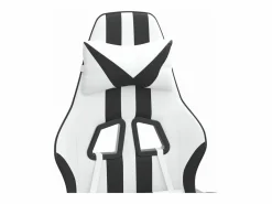 Hot Clicnbuy Silla gaming giratoria reposapiés cuero sintético blanco Negro
