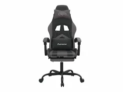 Hot Clicnbuy Silla gaming giratoria y reposapiés cuero sintético negro Gris