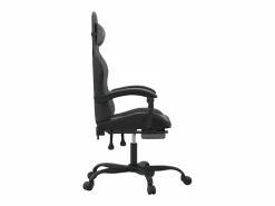 Hot Clicnbuy Silla gaming giratoria y reposapiés cuero sintético negro Gris