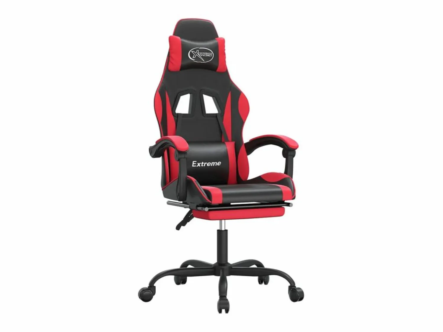 New Silla gaming giratoria y reposapiés cuero sintético negro Silla Gaming
