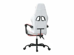 Clicnbuy Silla gaming giratoria y reposapiés cuero sintético blanco