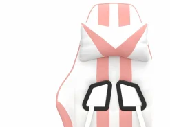 Clicnbuy Silla gaming giratoria y reposapiés cuero sintético blanco