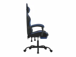 Clearance Clicnbuy Silla gaming giratoria y reposapiés cuero sintético negro Azul
