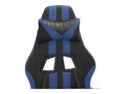 Clearance Clicnbuy Silla gaming giratoria y reposapiés cuero sintético negro Azul