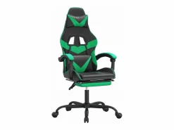 Clicnbuy Silla gaming giratoria y reposapiés cuero sintético negro