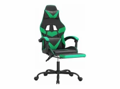 Clicnbuy Silla gaming giratoria y reposapiés cuero sintético negro