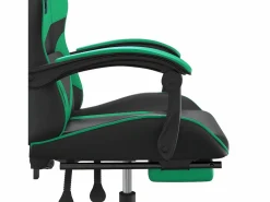 Clicnbuy Silla gaming giratoria y reposapiés cuero sintético negro