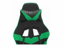 Clicnbuy Silla gaming giratoria y reposapiés cuero sintético negro