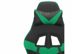 Clicnbuy Silla gaming giratoria y reposapiés cuero sintético negro