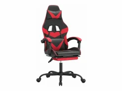 Silla gaming giratoria y reposapiés cuero sintético negro Silla Gaming