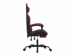Silla gaming giratoria y reposapiés cuero sintético negro Silla Gaming