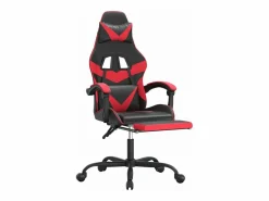 Silla gaming giratoria y reposapiés cuero sintético negro Silla Gaming