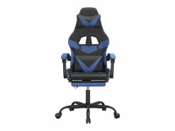 New Clicnbuy Silla gaming giratoria y reposapiés cuero sintético negro Azul