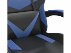 New Clicnbuy Silla gaming giratoria y reposapiés cuero sintético negro Azul