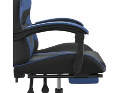 New Clicnbuy Silla gaming giratoria y reposapiés cuero sintético negro Azul