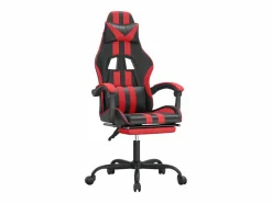 Silla gaming giratoria y reposapiés cuero sintético negro Silla Gaming