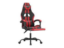 Silla gaming giratoria y reposapiés cuero sintético negro Silla Gaming