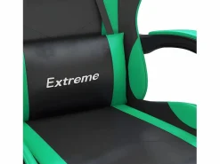 Clicnbuy Silla gaming giratoria y reposapiés cuero sintético negro
