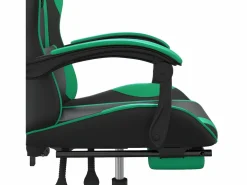 Clicnbuy Silla gaming giratoria y reposapiés cuero sintético negro