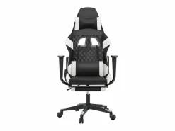 Silla gaming masaje y reposapiés cuero sintético negro Silla Gaming