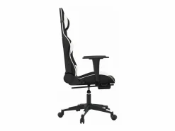 Silla gaming masaje y reposapiés cuero sintético negro Silla Gaming