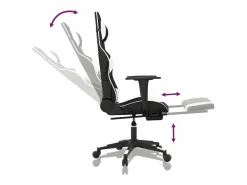 Silla gaming masaje y reposapiés cuero sintético negro Silla Gaming