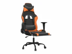 Online Clicnbuy Silla gaming masaje y reposapiés cuero sintético negro Naranja