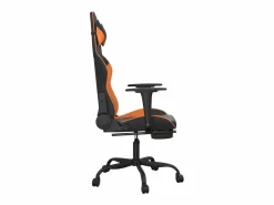 Online Clicnbuy Silla gaming masaje y reposapiés cuero sintético negro Naranja