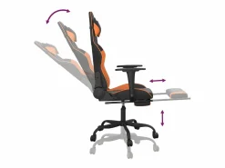 Online Clicnbuy Silla gaming masaje y reposapiés cuero sintético negro Naranja
