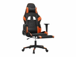 Discount Silla gaming masaje y reposapiés cuero sintético negro Silla Gaming
