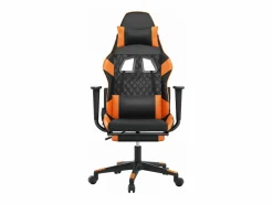 Discount Silla gaming masaje y reposapiés cuero sintético negro Silla Gaming