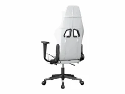 Clicnbuy Silla gaming masaje y reposapiés cuero sintético blanco