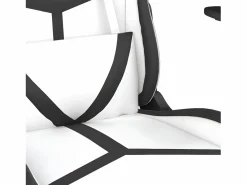Clicnbuy Silla gaming masaje y reposapiés cuero sintético blanco