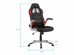 Silla gaming Mugello con brazos abatibles y negro 115x70x69 cm