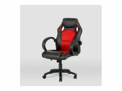 Clearance Silla gaming Olimpia tapizada en piel sintética negro/, 118/127cm(alto) 64.5cm(ancho) Rojo
