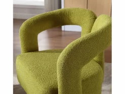 Silla giratoria 360°, sillón giratorio en tejido bouclé, sillón lounge con reposabrazos, sillón relax de respaldo alto con apoyabrazos